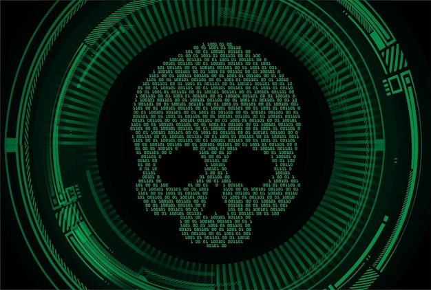 cyber hacker attack background skull vector