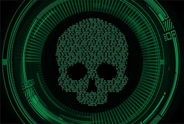 Vector cyber hacker attack background skull vector