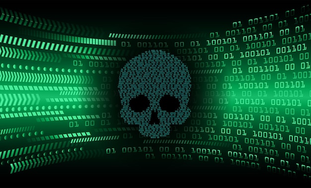 Vector cyber hacker attack background skull vector