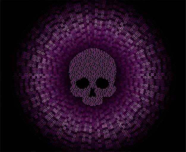 cyber hacker attack background skull vector