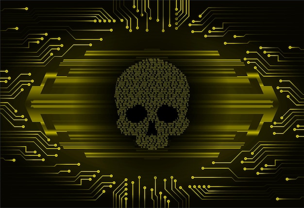 cyber hacker attack background skull vector