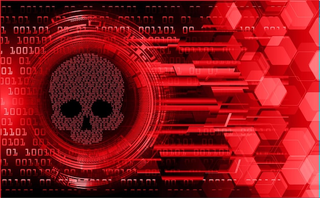 Vector cyber hacker attack background skull vector