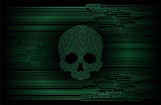 Vector cyber hacker attack background skull vector