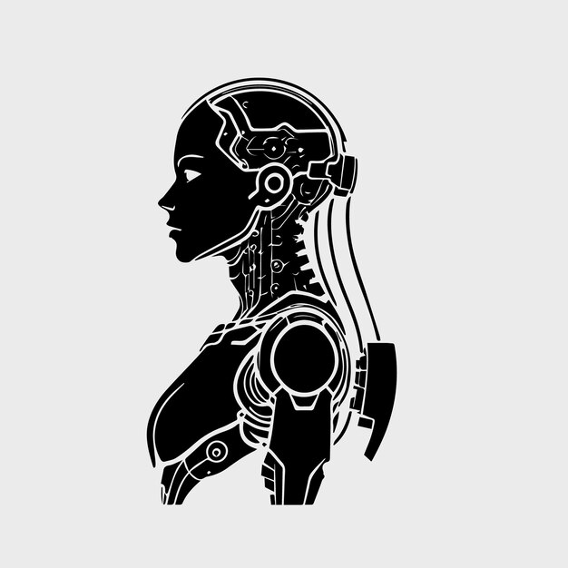 Vector cyber humanoid head