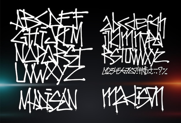 Cyber-lettertype Letters en cijfers futuristische graffiti vectorlettertype