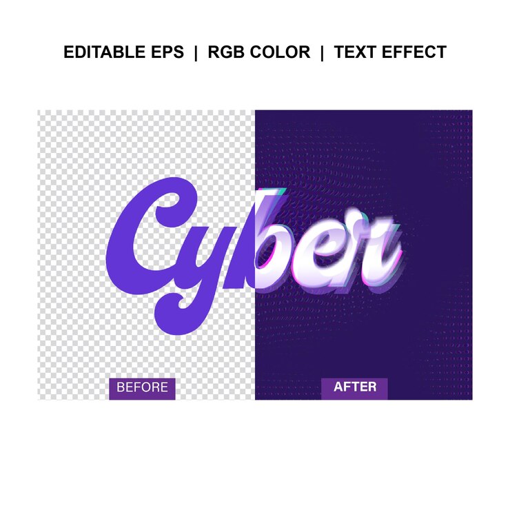 Vector cyber light flicker text effect
