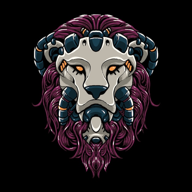 Cyber lion head  Illustration