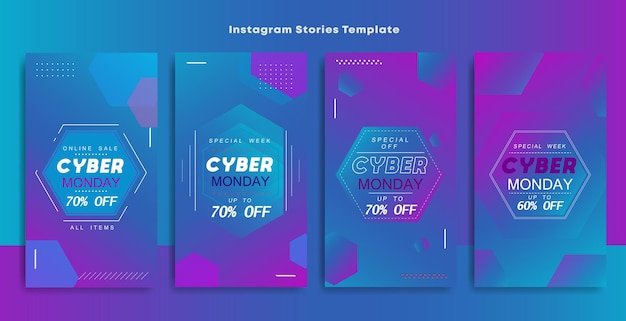 Vector cyber maandag concept instagram verhalen sjabloon