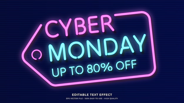 Cyber maandag neonlicht typografie premium bewerkbaar teksteffect