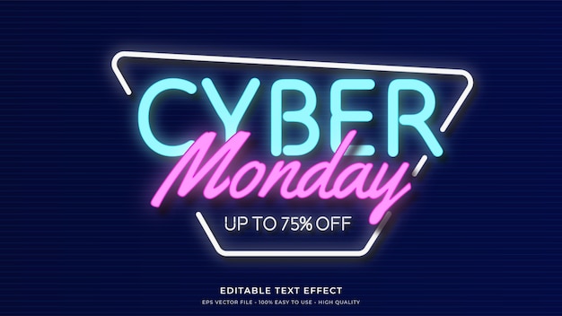 Cyber maandag neonlicht typografie premium bewerkbaar teksteffect