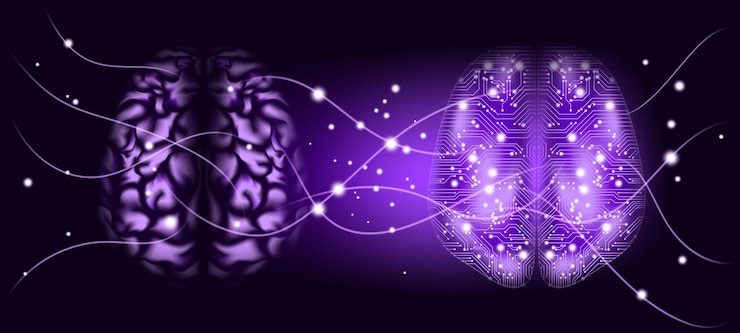 Vector cyber mind neural networks concept