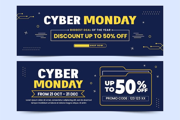 Cyber Monday banner ads design template