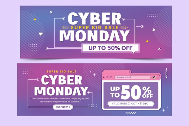 Modello di progettazione di annunci banner cyber monday