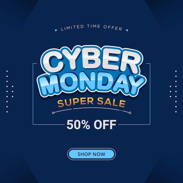 Cyber monday banner sale social media post template design business promotion