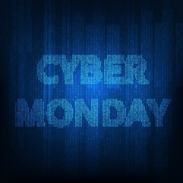 Cyber monday banner with blue matrix.