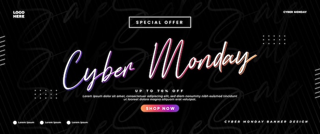 Vector cyber monday banner with light elements