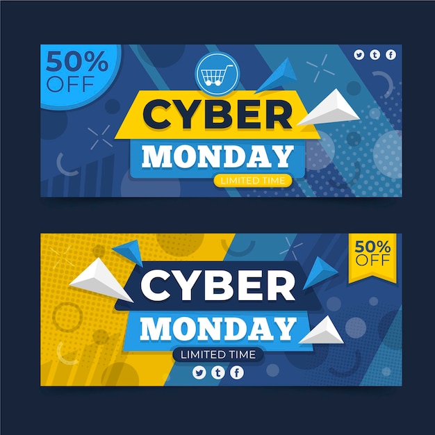 Cyber monday banners in flat design