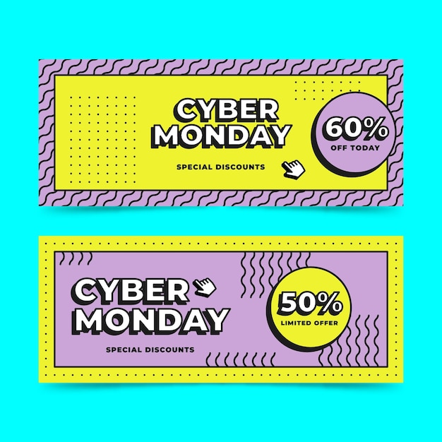 Cyber monday banners in flat design