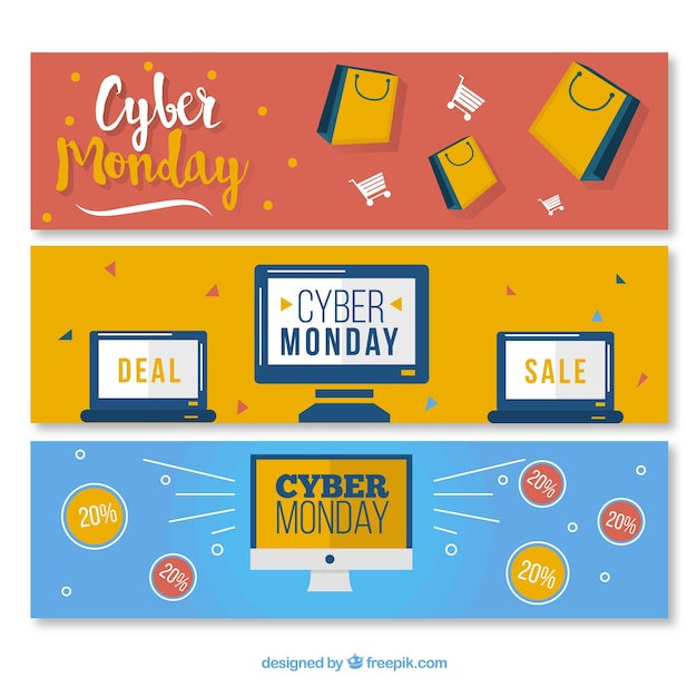 Vector cyber monday banners pack