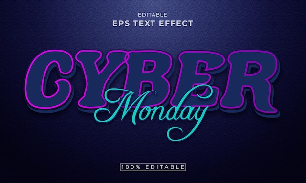 Vector cyber monday bewerkbare 3d-teksteffect premium vector premium vector