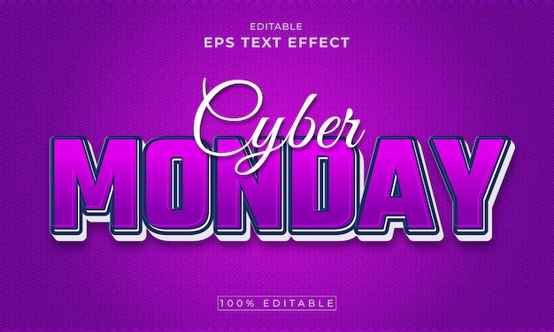 Cyber monday bewerkbare 3d-teksteffect premium vector premium vector