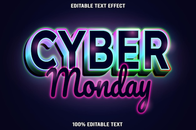 Cyber Monday bewerkbare tekst effect 3D neonstijl