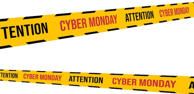 Cyber monday big sale stripes set. Warning tapes set for awareness zone sign, marketing advertising,