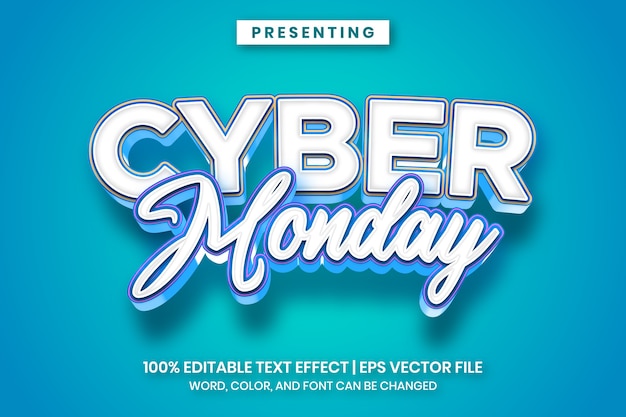 Cyber monday bold cartoon text effect style