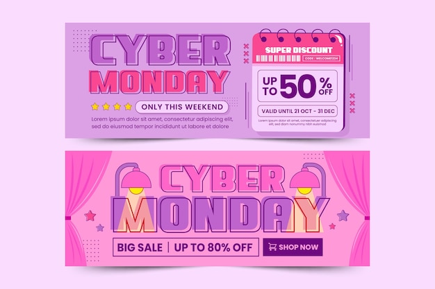 Vector cyber monday cover banner design template is easy to customize