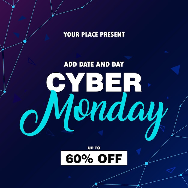 Progettazione di post sui social media per poster di volantini di vendita del giorno del cyber monday