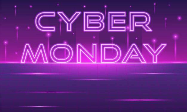 Cyber monday discount offer futuristic banner