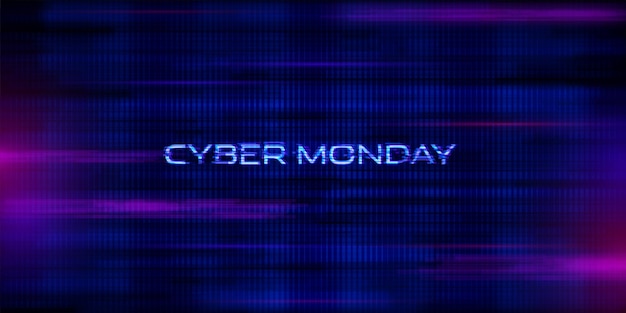 Vettore testo del display del cyber monday con effetto glitch