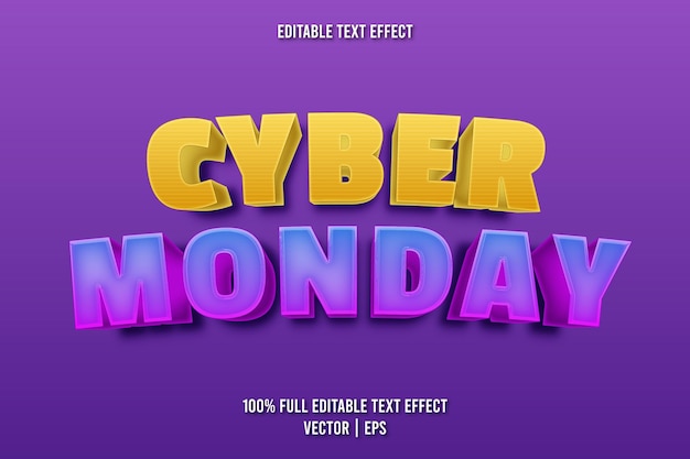 Cyber monday effetto testo modificabile in stile cartone animato