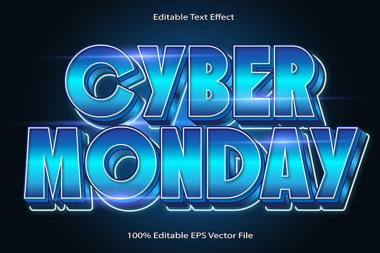 Vector cyber monday editable text effect emboss cartoon gradient style