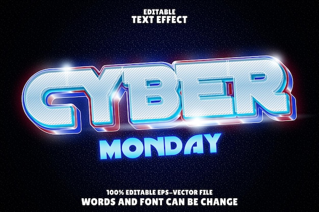 Vector cyber monday editable text effect emboss neon style