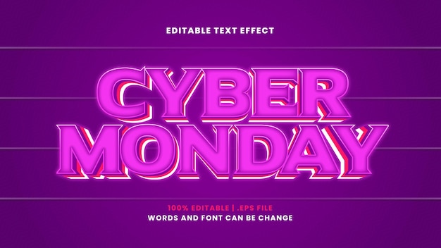 Cyber monday editable text effect in modern 3d style