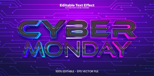 Редактируемый текстовый эффект Cyber Monday в современном трендовом стиле