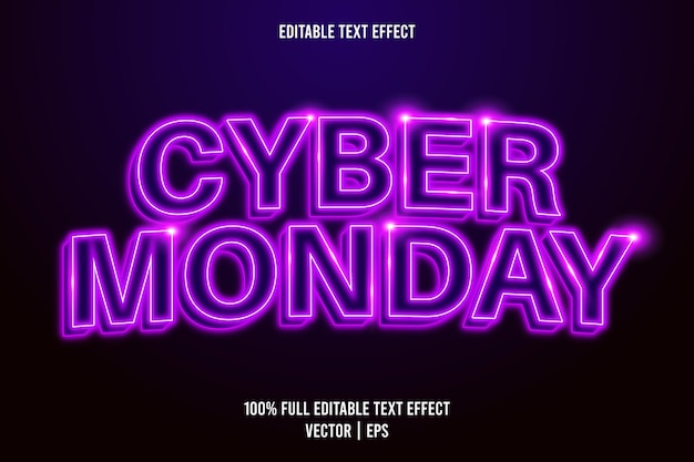 Cyber monday effetto testo modificabile in stile neon