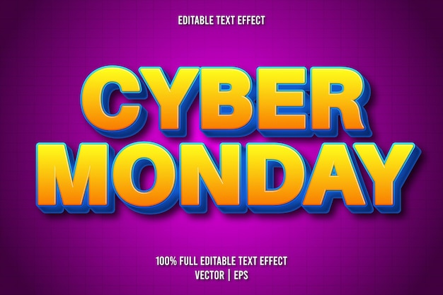 Cyber monday editable text effect retro style