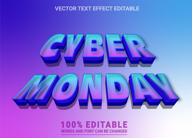 Вектор редактируемого текстового эффекта Cyber Monday