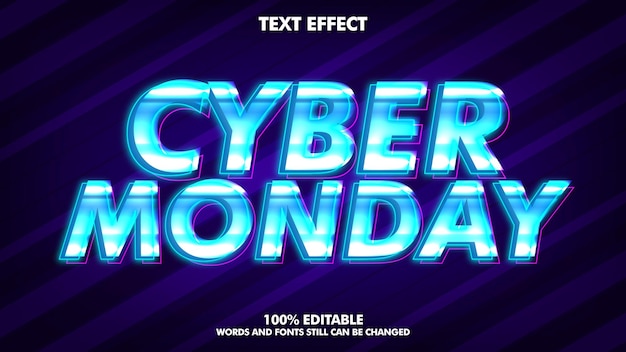 Редактируемые текстовые эффекты cyber monday с неоновым свечением