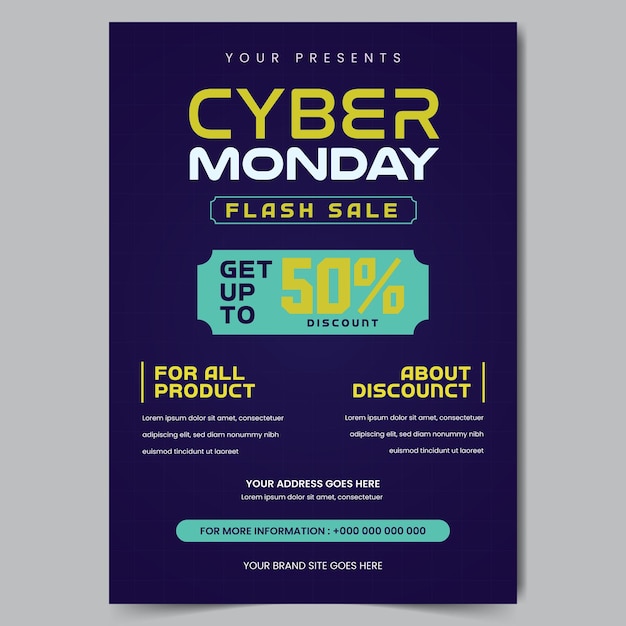 Vector cyber monday flash sale flyer design with promo discount illustration on isolated background