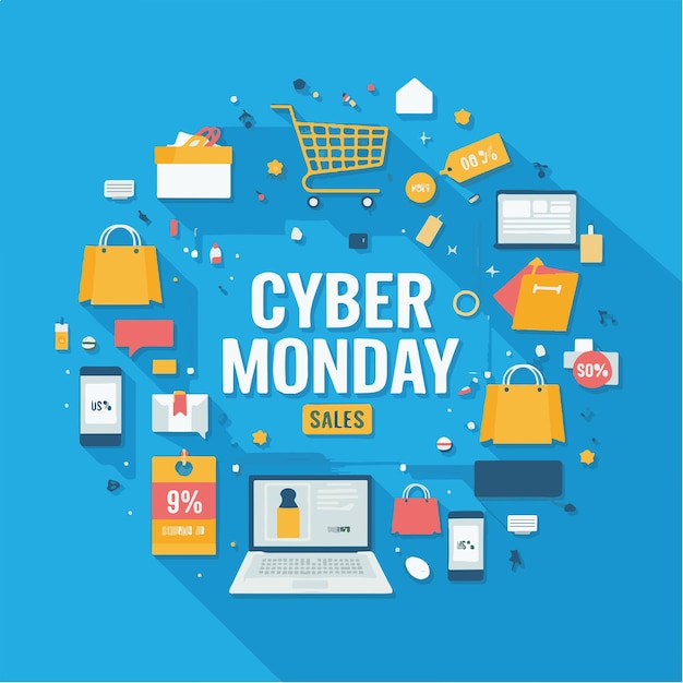 Cyber monday flat design background