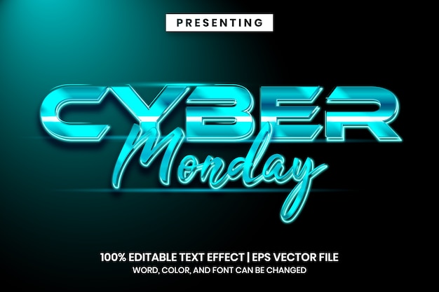 Cyber monday futuristic techno text effect style