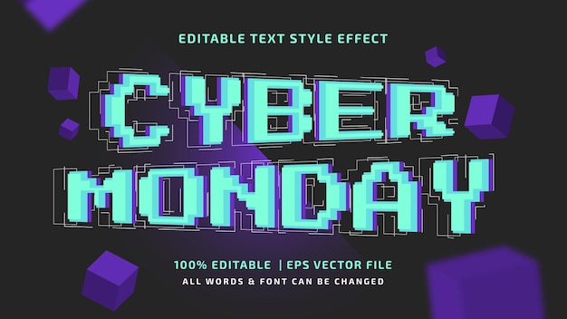 Cyber monday futuristisch 3d-tekststijleffect. bewerkbare illustrator tekststijl.