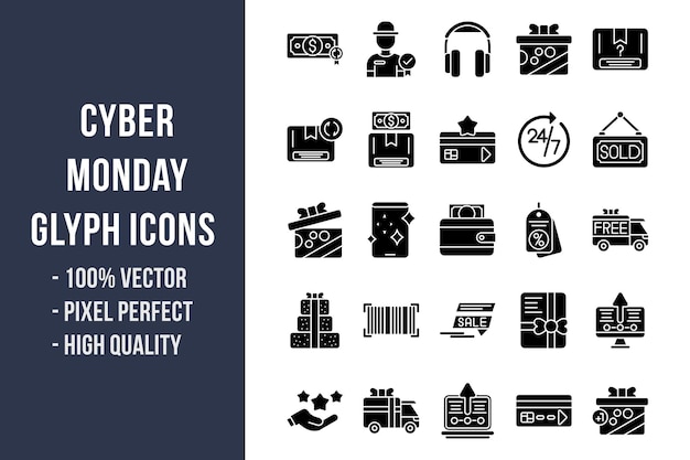 Cyber Monday Glyph Icons