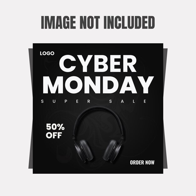 Vector cyber monday headphone social media post