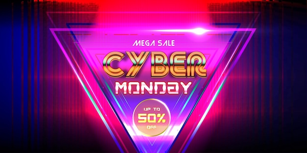 Vector cyber monday hottest discount deal neon background