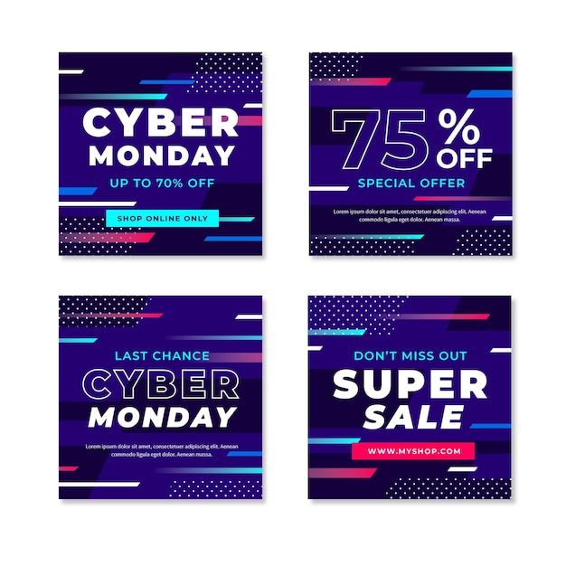 Vector cyber monday instagram posts