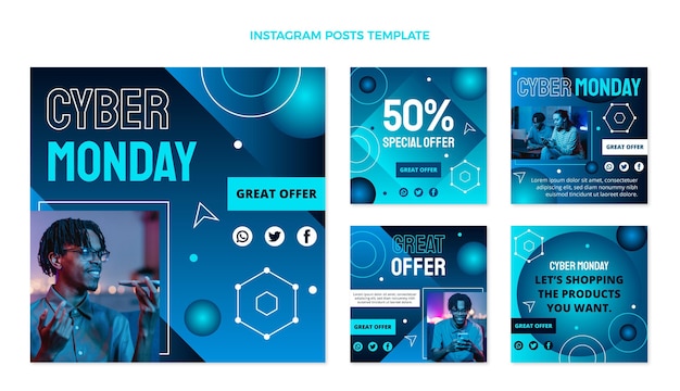 Вектор cyber monday посты в instagram